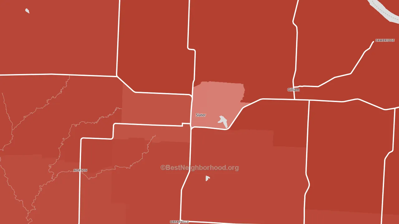 Slater, MO block-group political-lean map