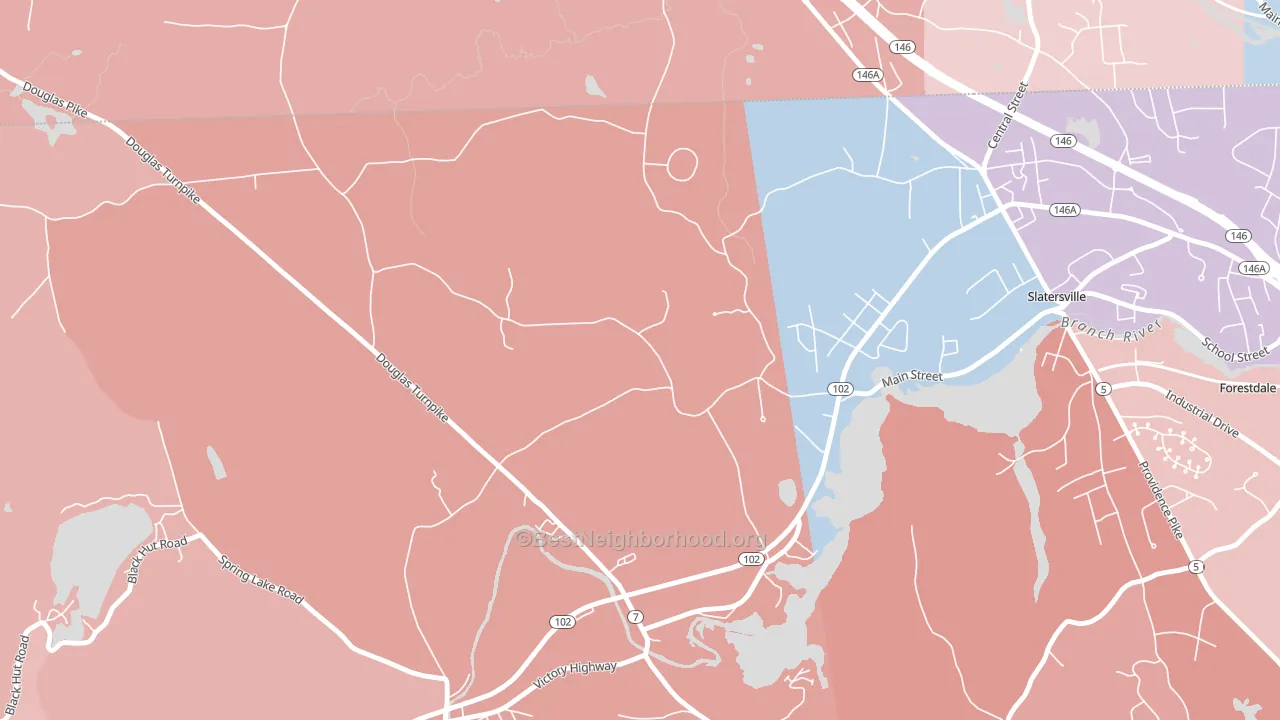 Slatersville, RI block-group political-lean map