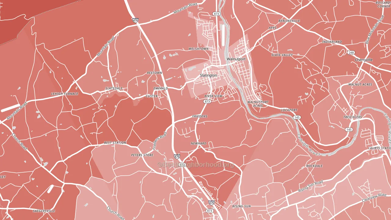 Slatington, PA block-group political-lean map