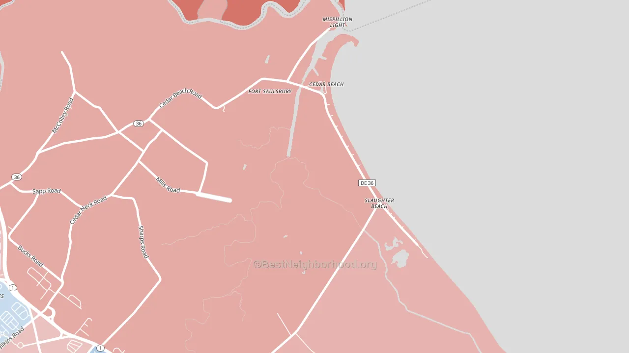 Slaughter Beach, DE block-group political-lean map