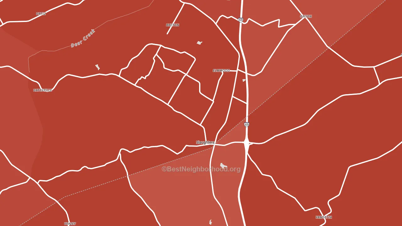 Slaughters, KY block-group political-lean map