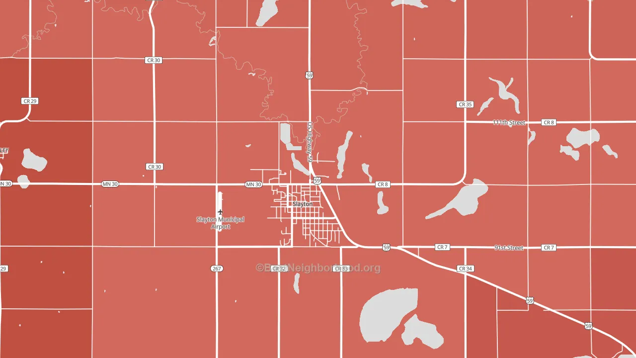 Slayton, MN block-group political-lean map