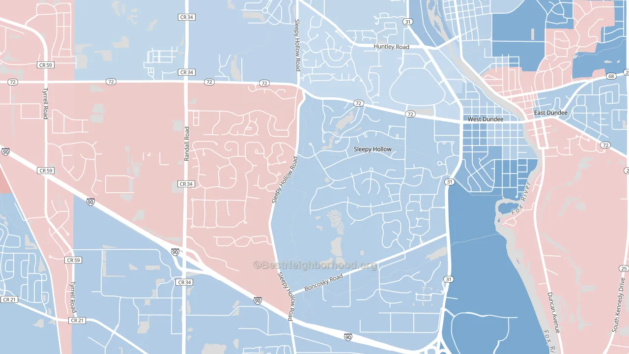 Sleepy Hollow, IL block-group political-lean map