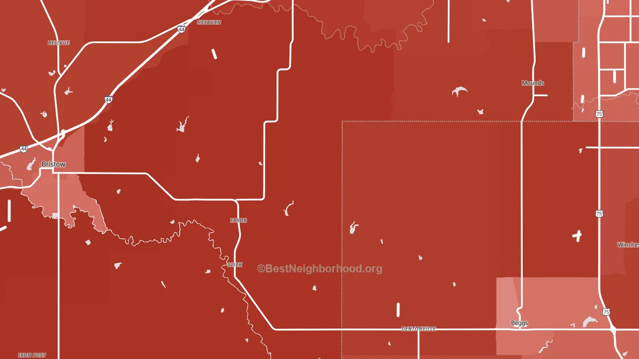 Slick, OK block-group political-lean map