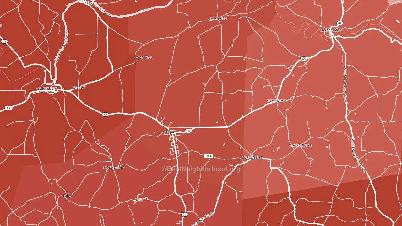Sligo, PA block-group political-lean map