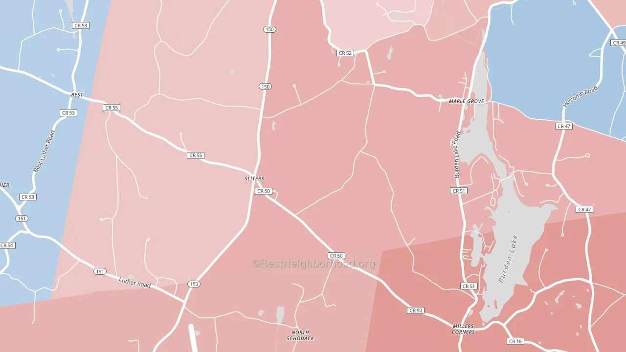 Sliters, NY block-group political-lean map