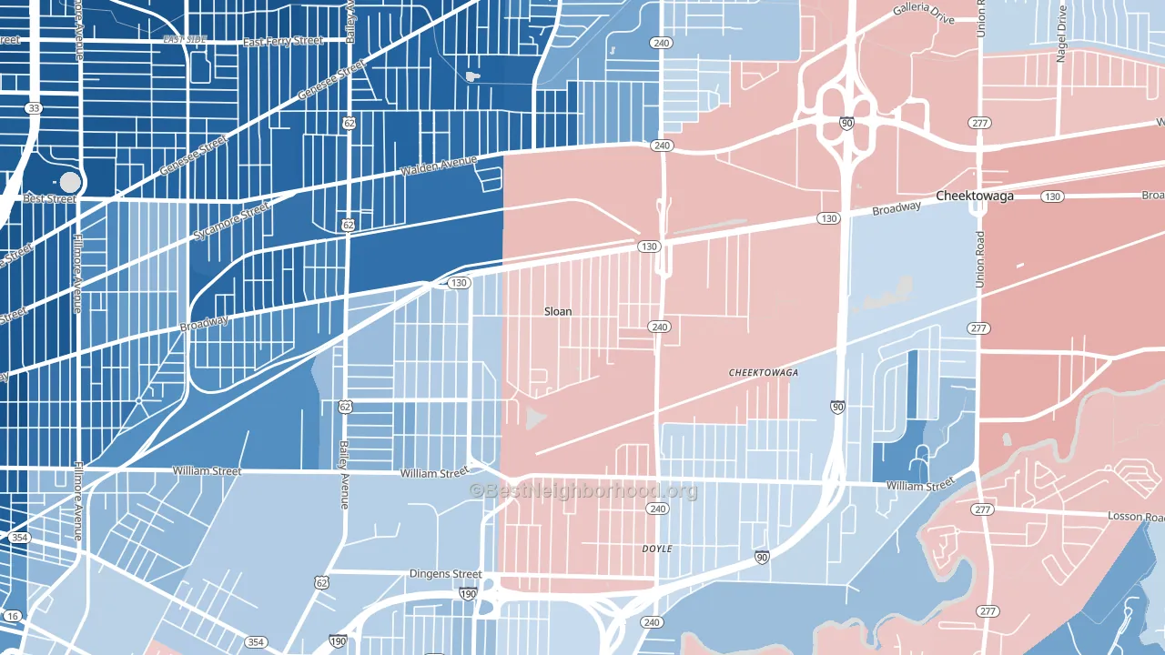 Sloan, NY block-group political-lean map