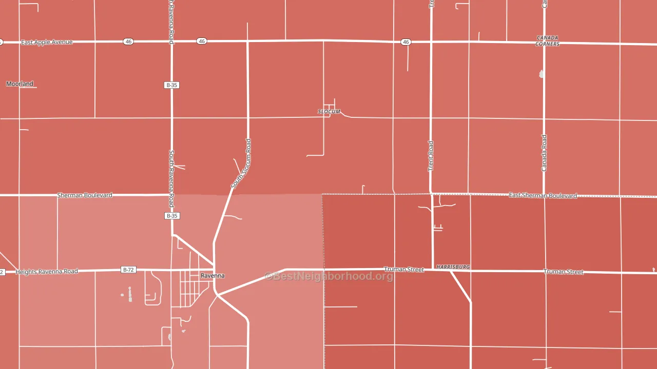 Slocum, MI block-group political-lean map