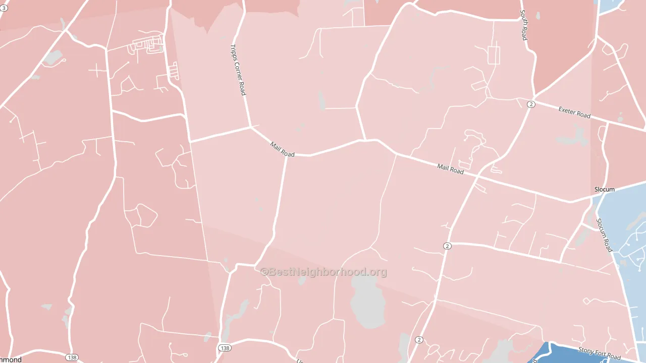 Slocum, RI block-group political-lean map