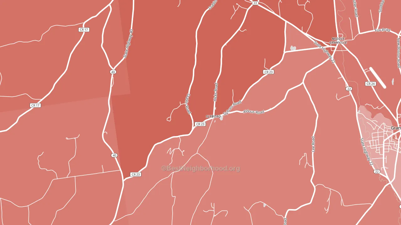 Slyboro, NY block-group political-lean map