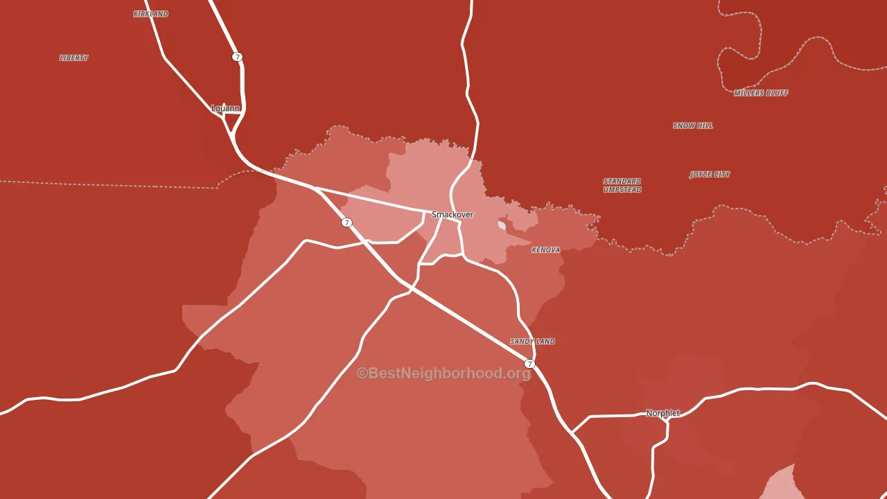 Smackover, AR block-group political-lean map