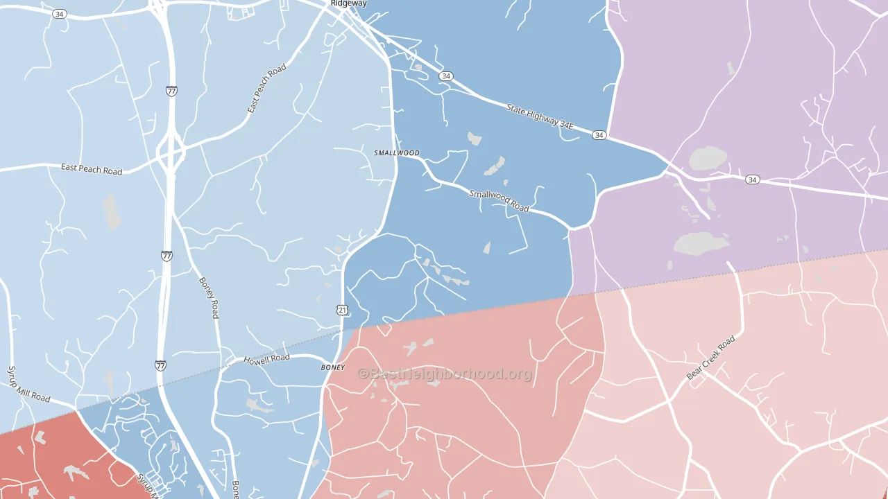 Smallwood, SC block-group political-lean map