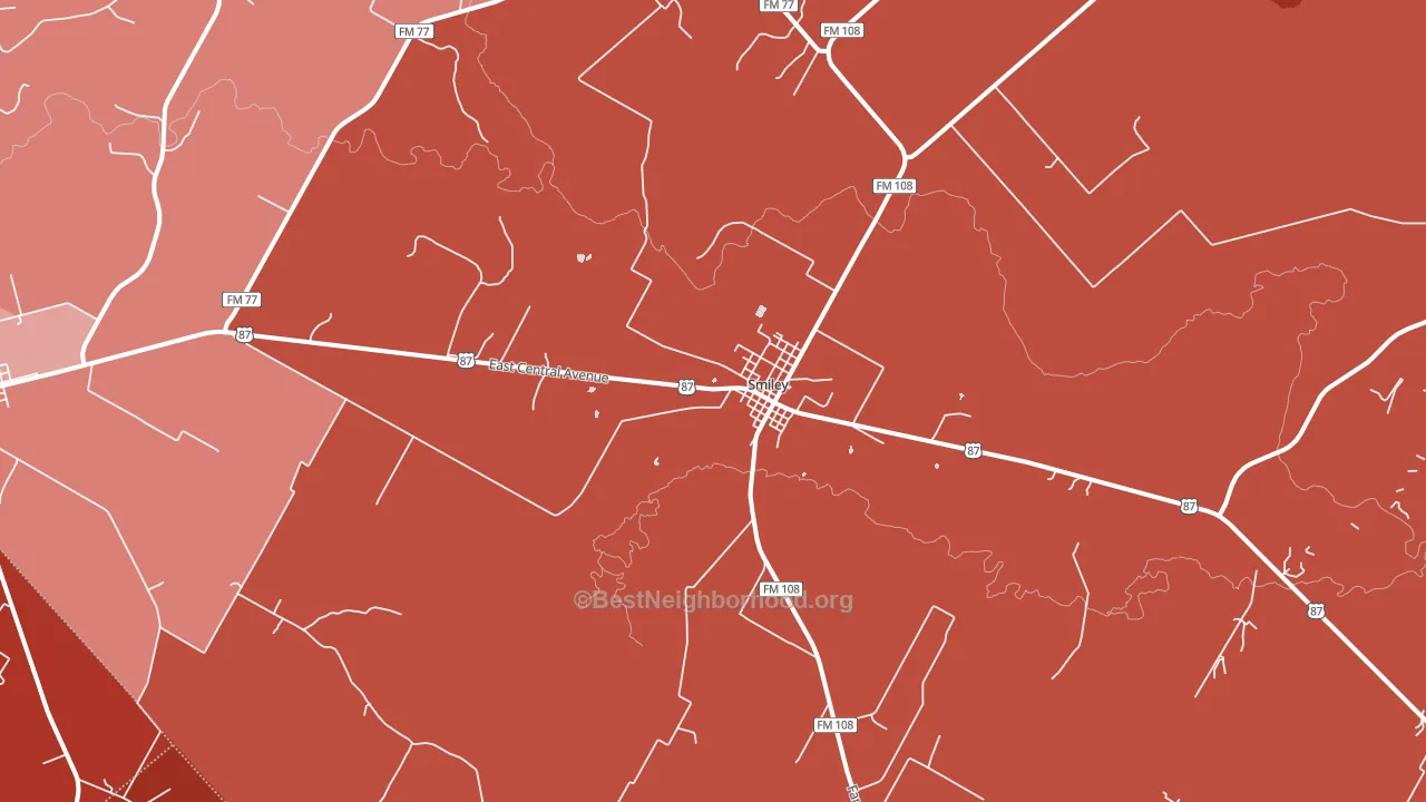 Smiley, TX block-group political-lean map