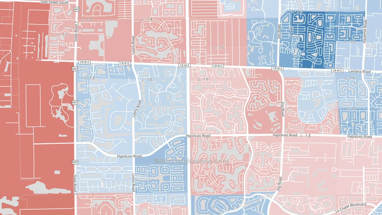 Smith Dairy West, Lake Worth, FL block-group political-lean map