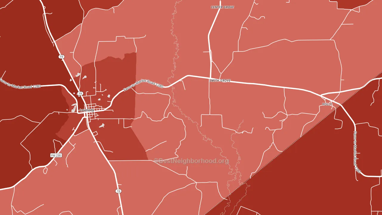 Smith Grove, TX block-group political-lean map