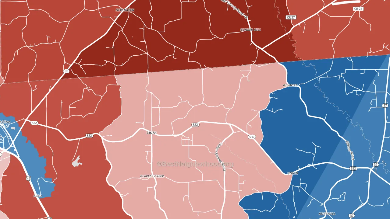 Smith, MS block-group political-lean map