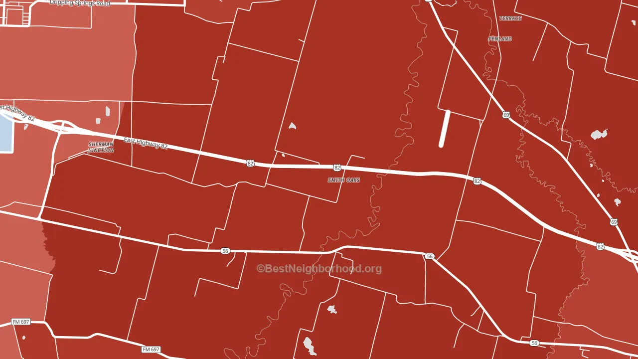 Smith Oaks, TX block-group political-lean map
