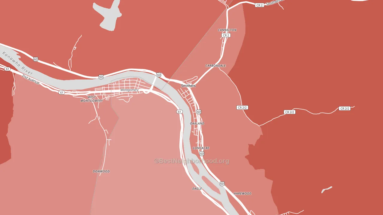 Smithers, WV block-group political-lean map