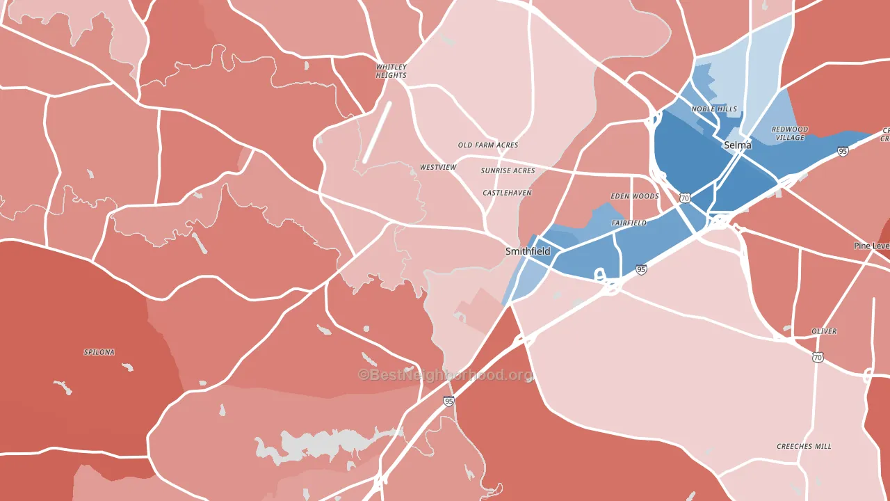 Smithfield, NC block-group political-lean map