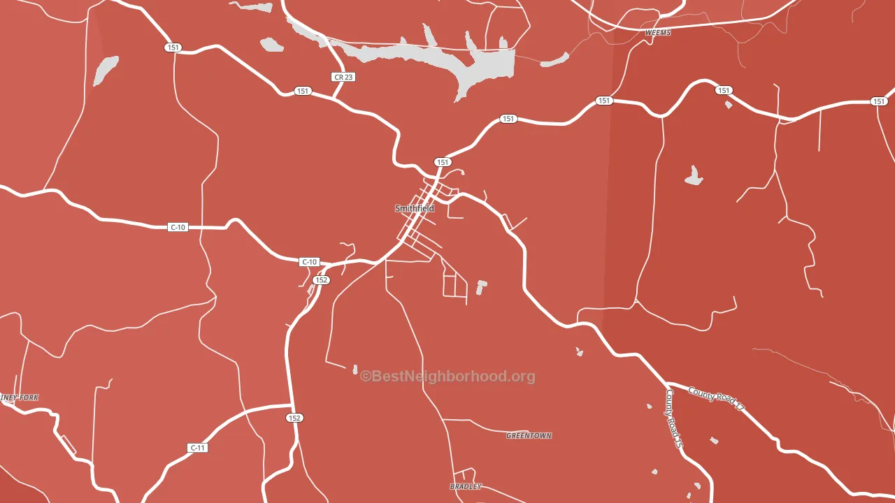 Smithfield, OH block-group political-lean map