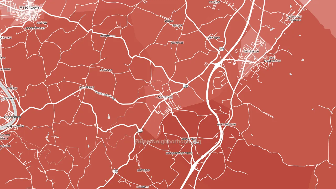 Smithfield, PA block-group political-lean map