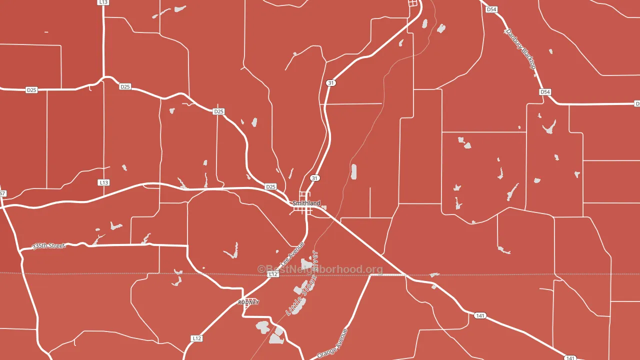 Smithland, IA block-group political-lean map