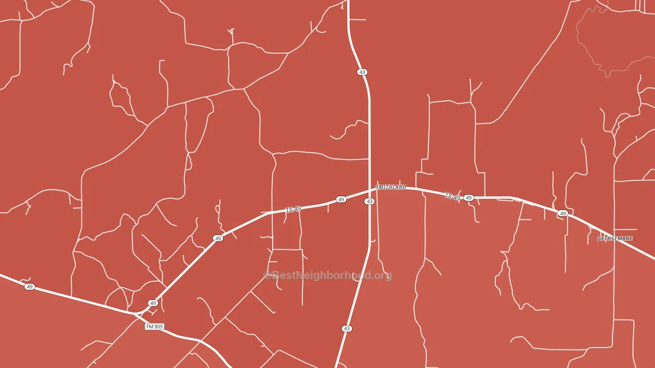 Smithland, TX block-group political-lean map