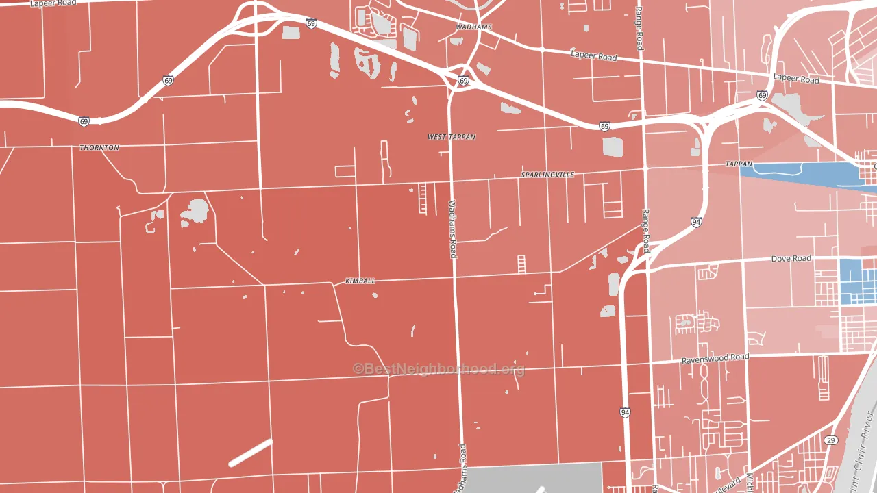 Smiths Creek, MI block-group political-lean map