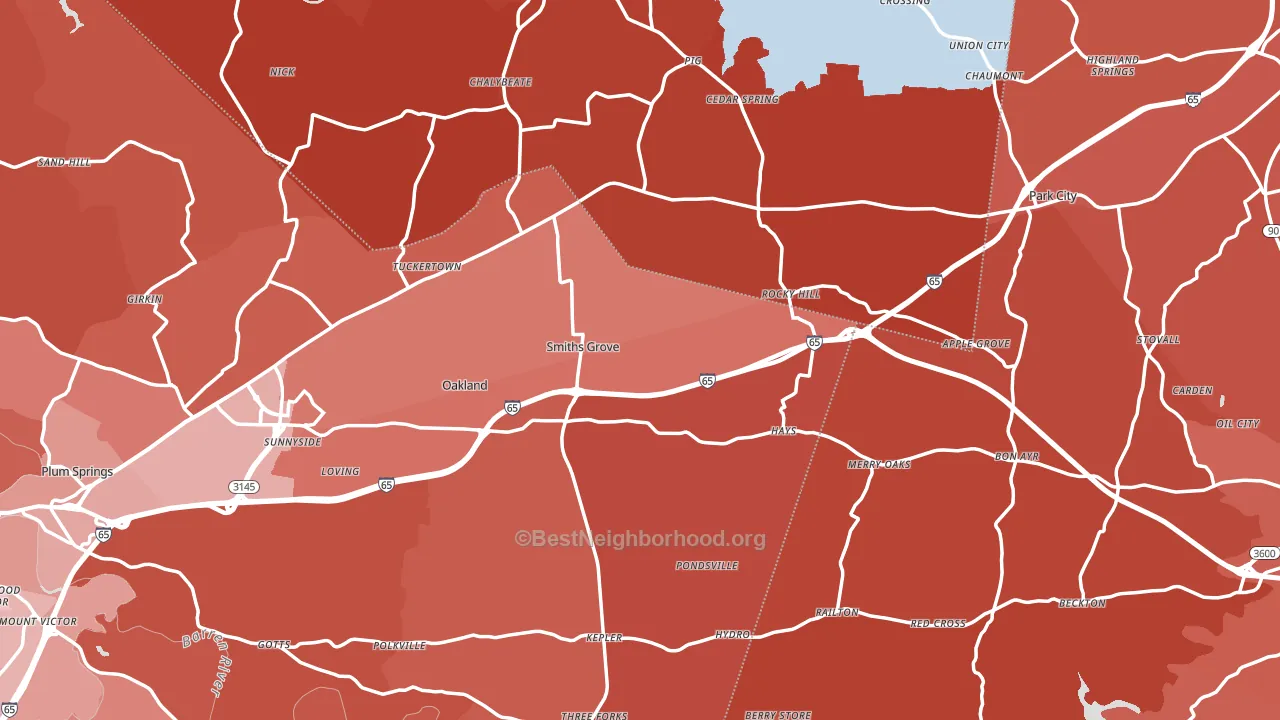 Smiths Grove, KY block-group political-lean map
