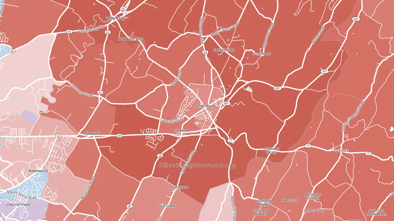 Smithsburg, MD block-group political-lean map