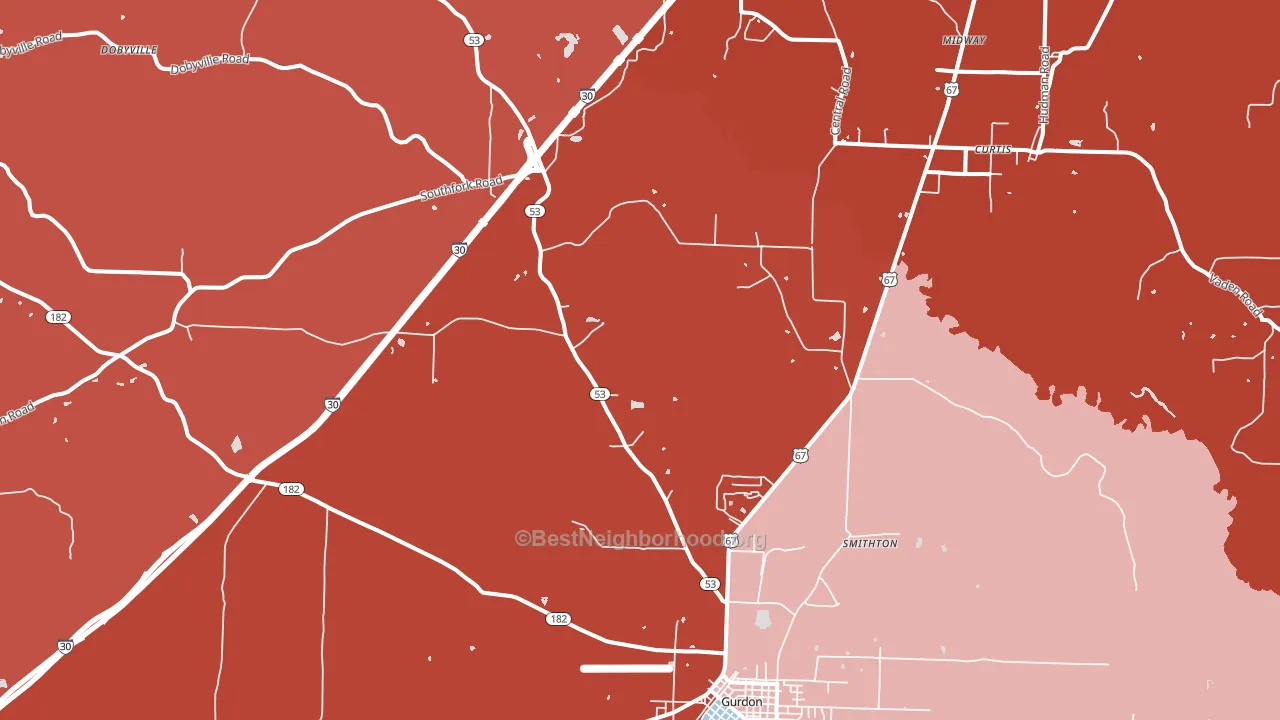 Smithton, AR block-group political-lean map
