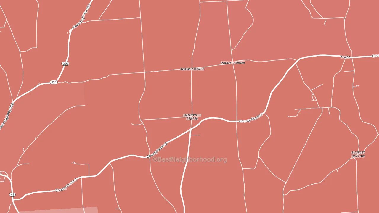 Smithville Center, NY block-group political-lean map