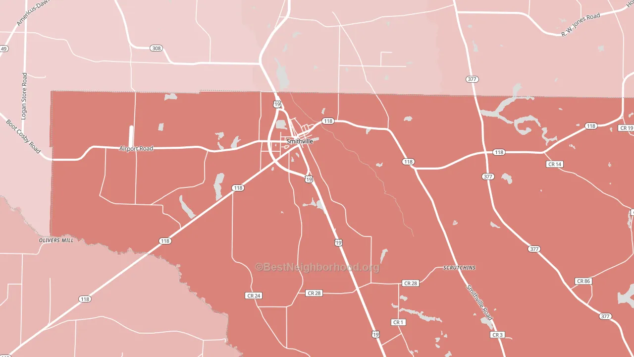 Smithville, GA block-group political-lean map