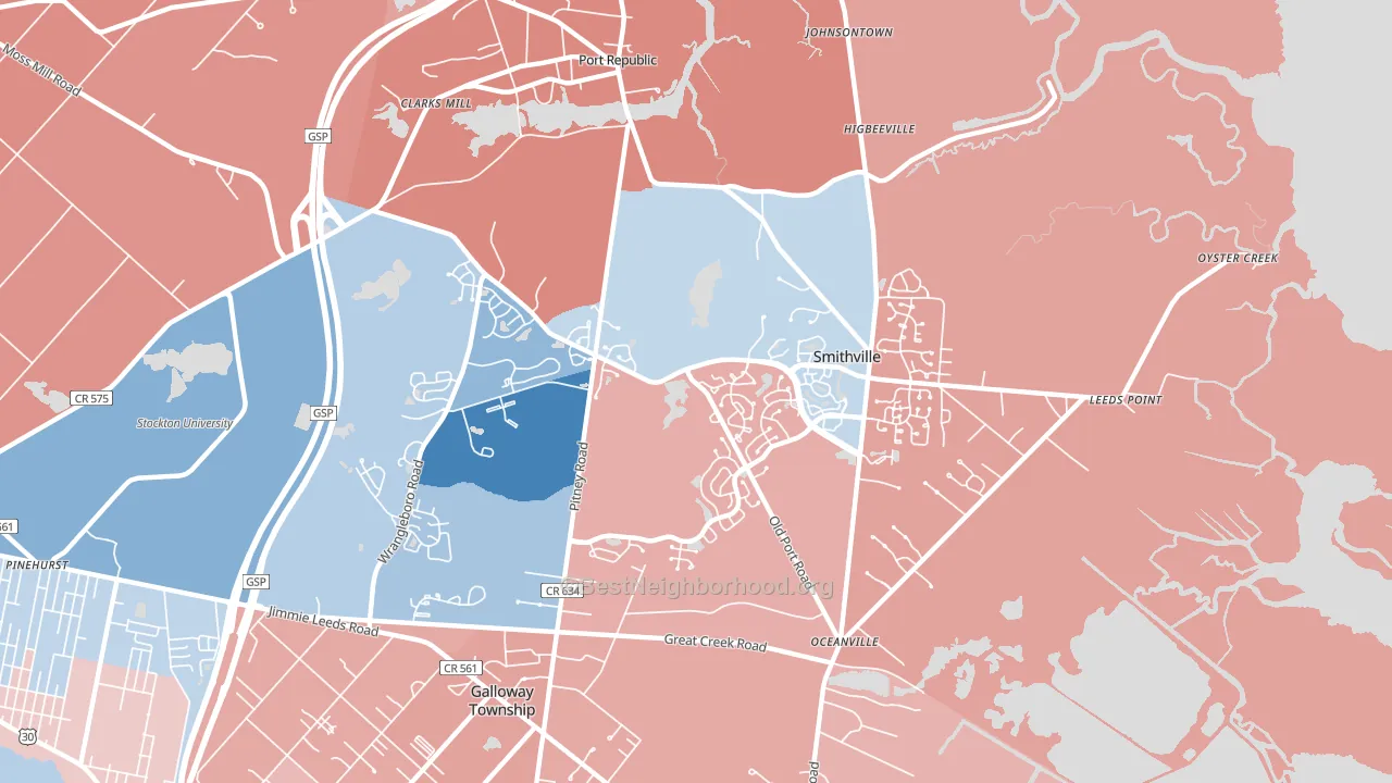 Smithville, NJ block-group political-lean map