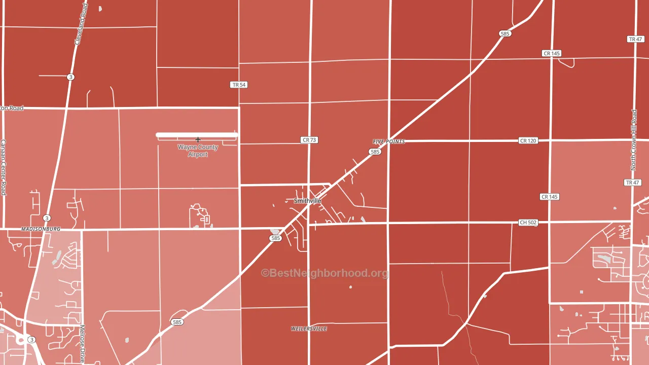 Smithville, OH block-group political-lean map