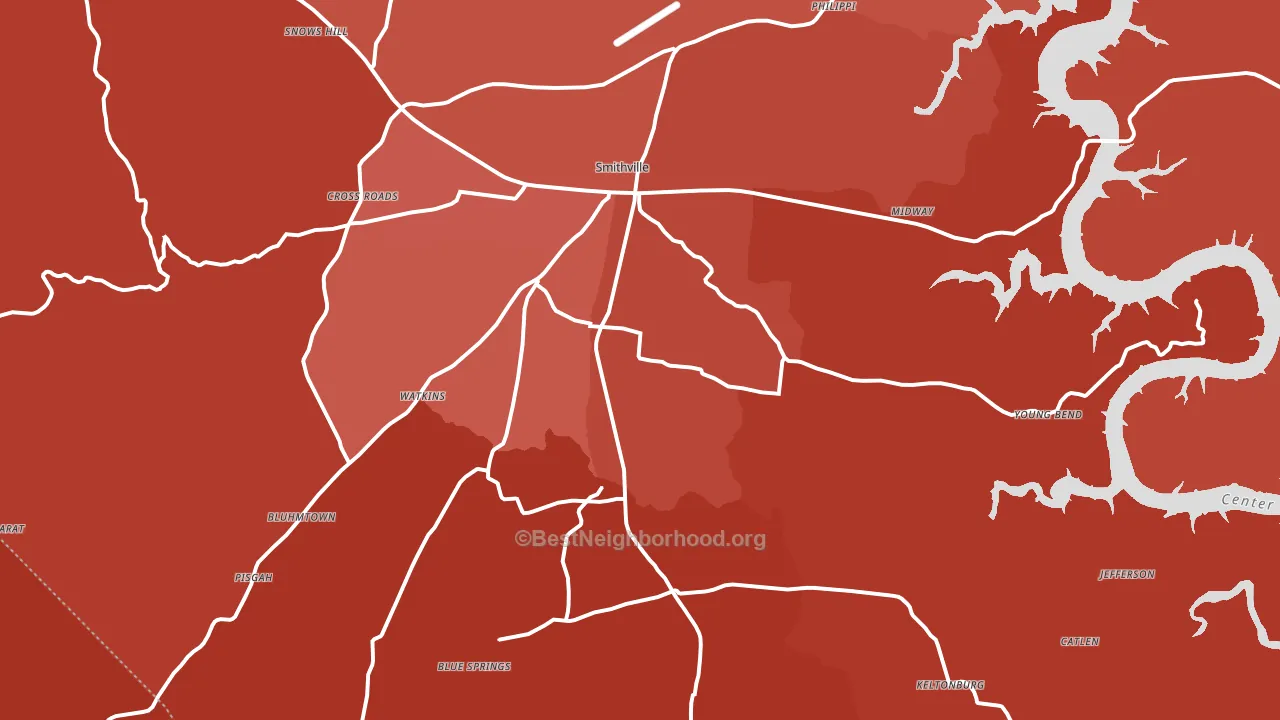 Smithville, TN block-group political-lean map