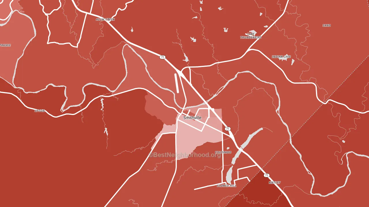 Smithville, TX block-group political-lean map