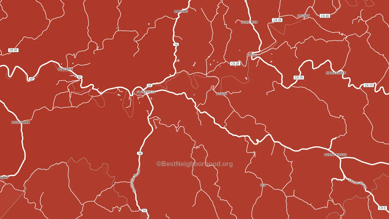 Smithville, WV block-group political-lean map