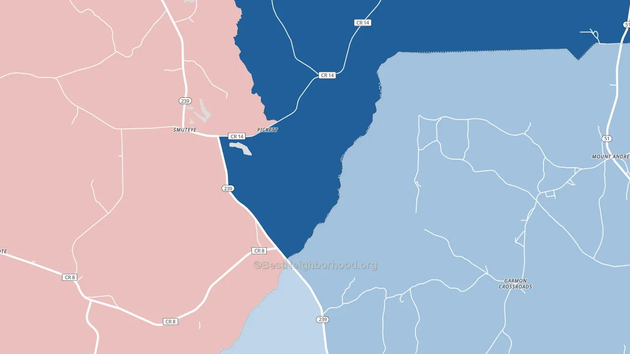 Smuteye, AL block-group political-lean map