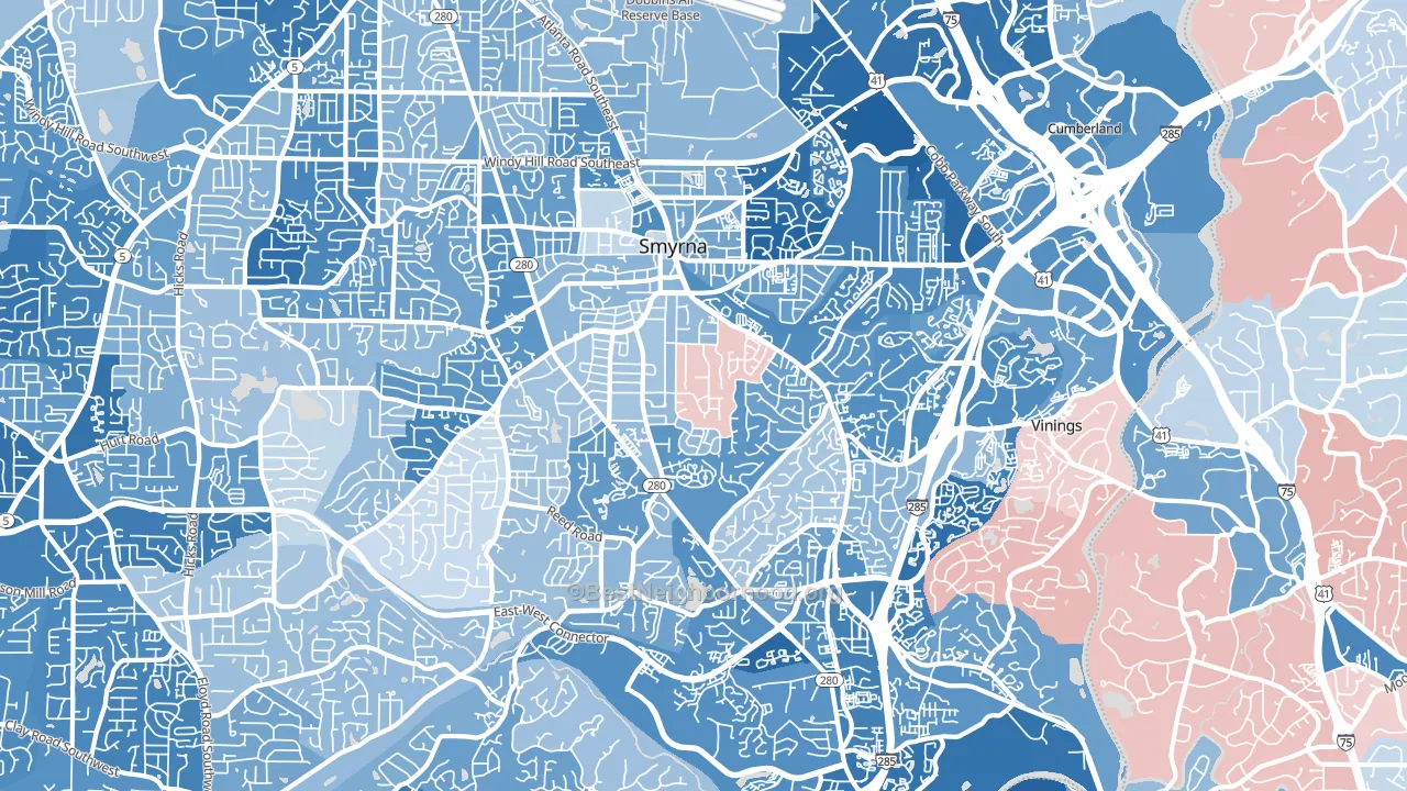 Smyrna, GA block-group political-lean map