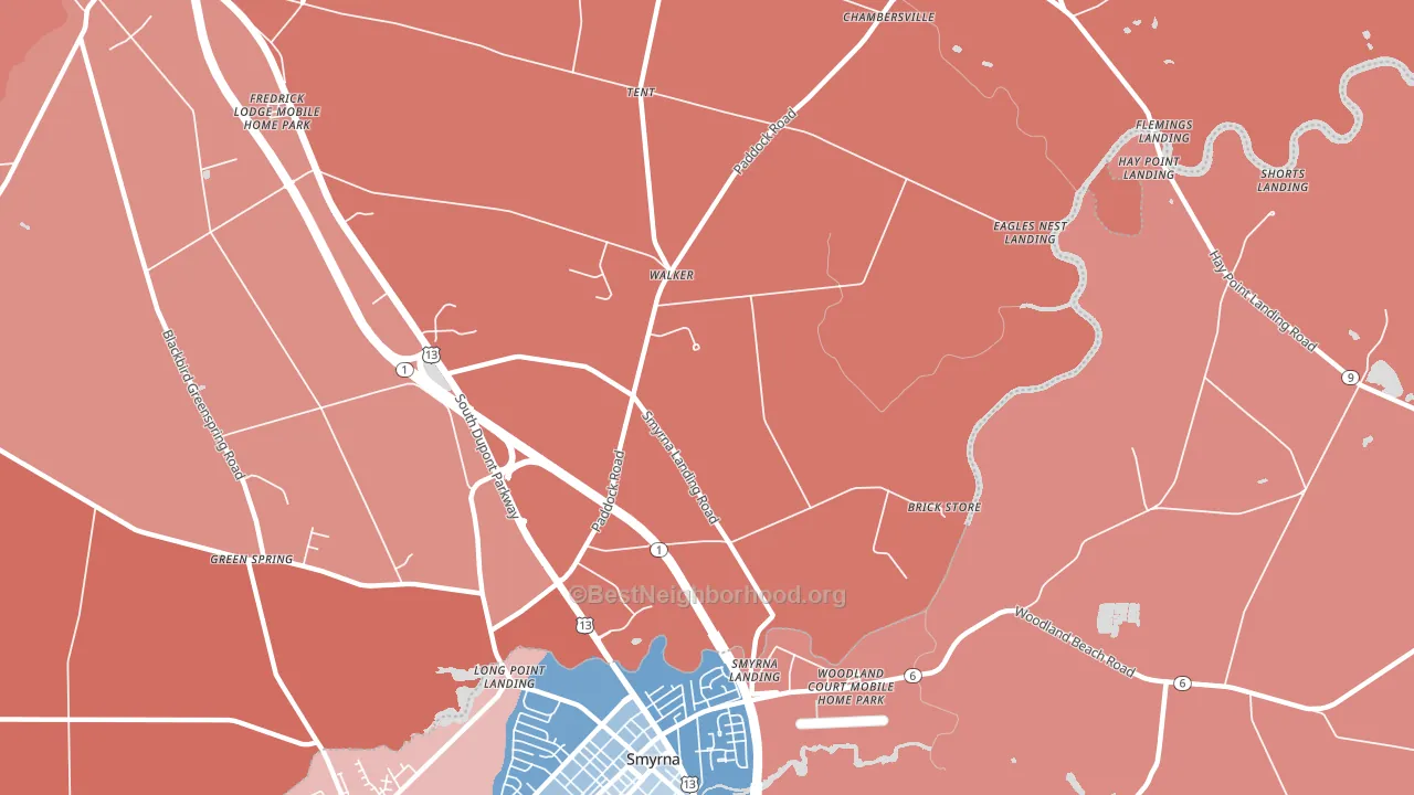 Smyrna Landing, DE block-group political-lean map