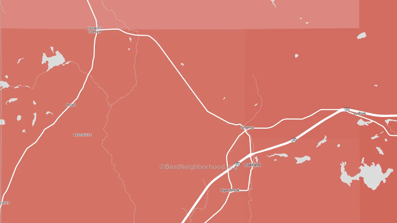 Smyrna Mills, ME block-group political-lean map