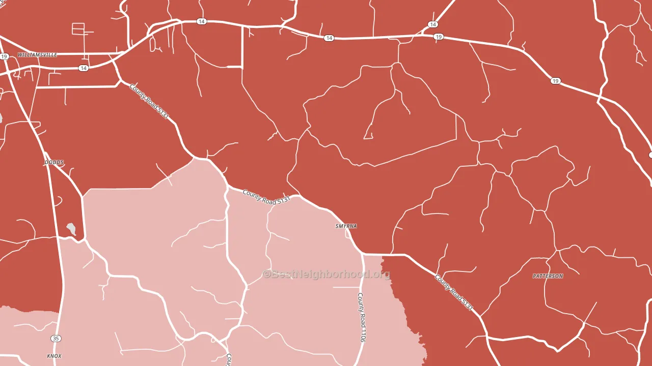 Smyrna, MS block-group political-lean map