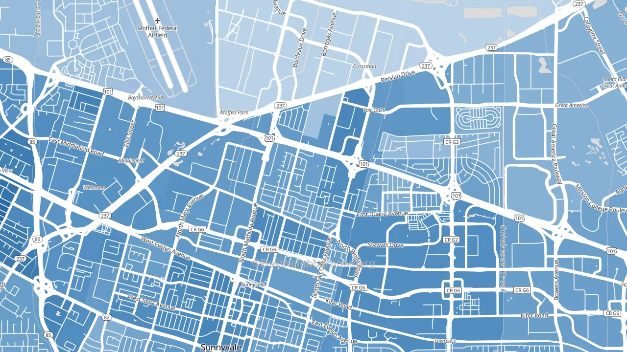 Snail, Sunnyvale, CA block-group political-lean map