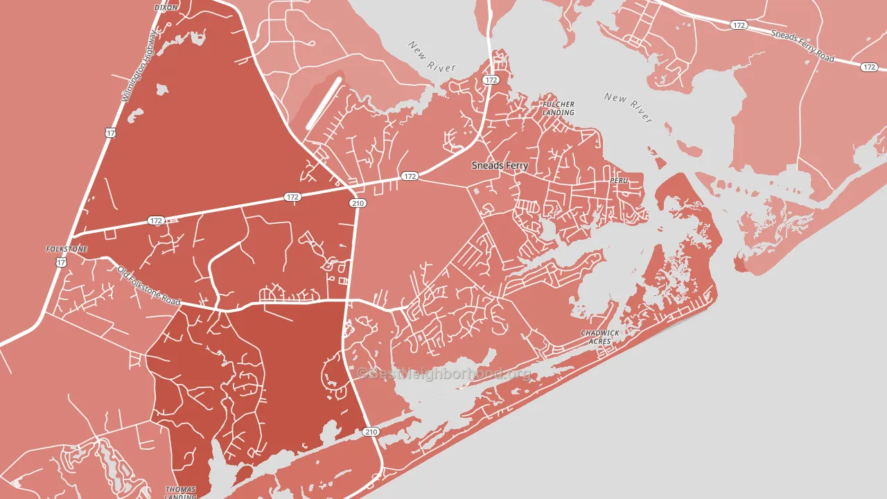 Sneads Ferry, NC block-group political-lean map