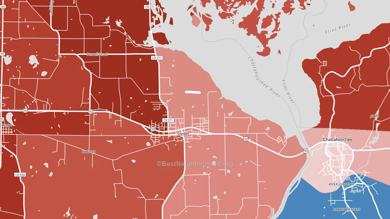 Sneads, FL block-group political-lean map