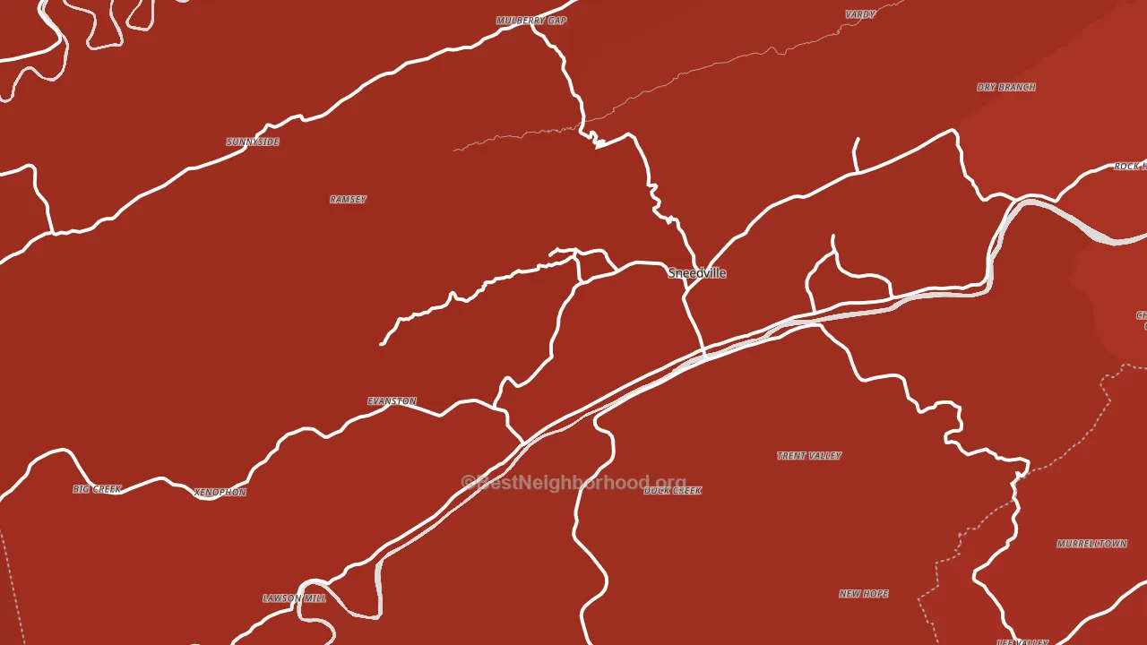 Sneedville, TN block-group political-lean map