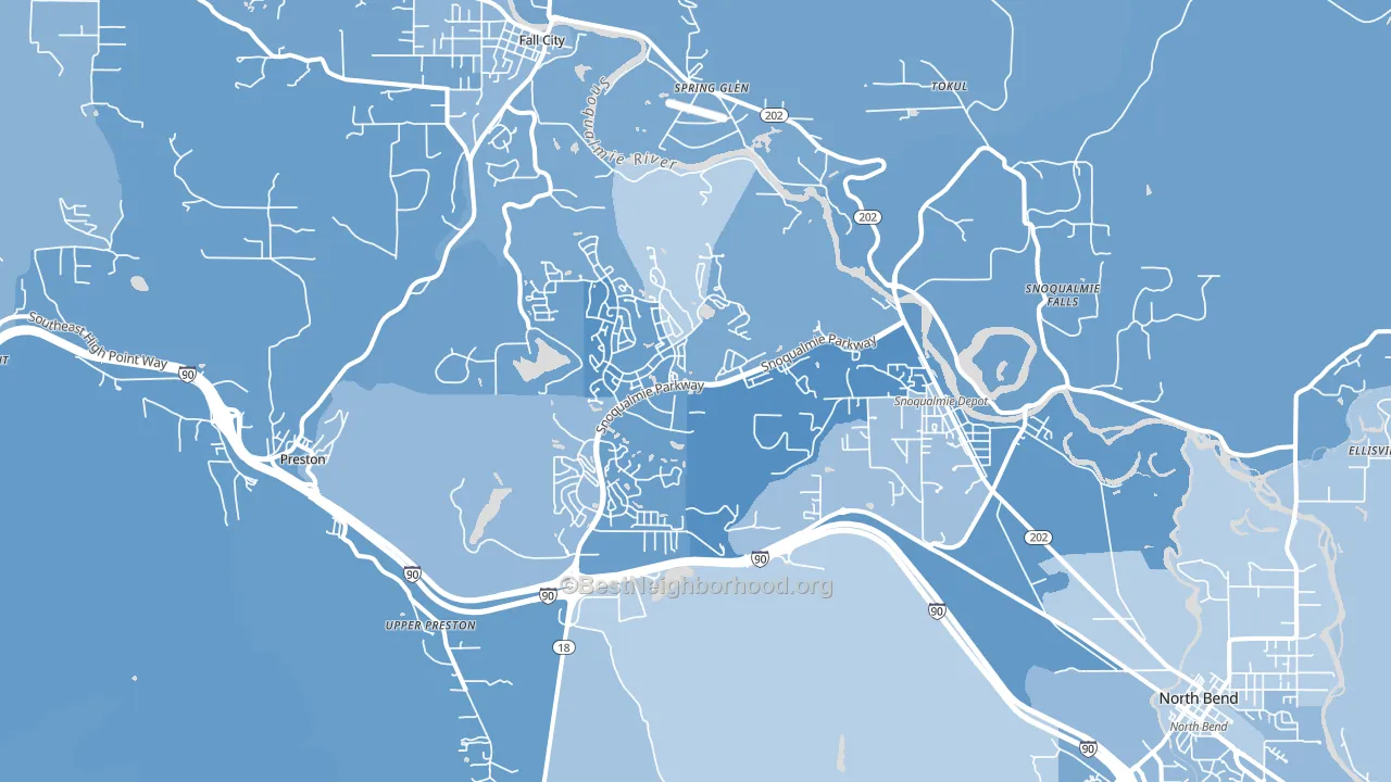 Snoqualmie, WA block-group political-lean map