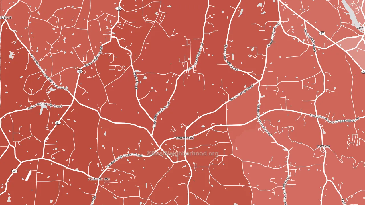 Snow Camp, NC block-group political-lean map