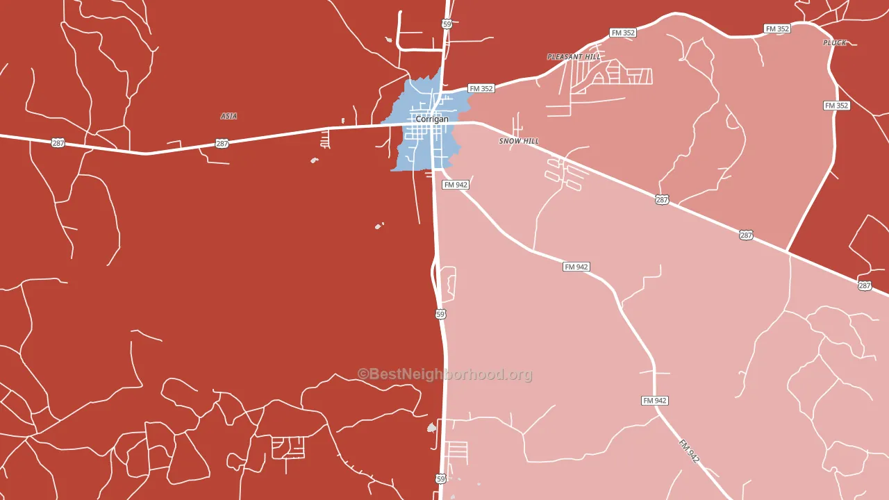 Snow Hill, TX block-group political-lean map